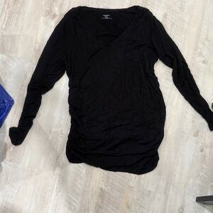 Black V-Neck Long Sleeve Top Maternity